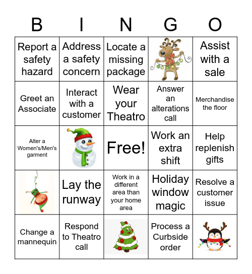 Support Holiday Bingo Card