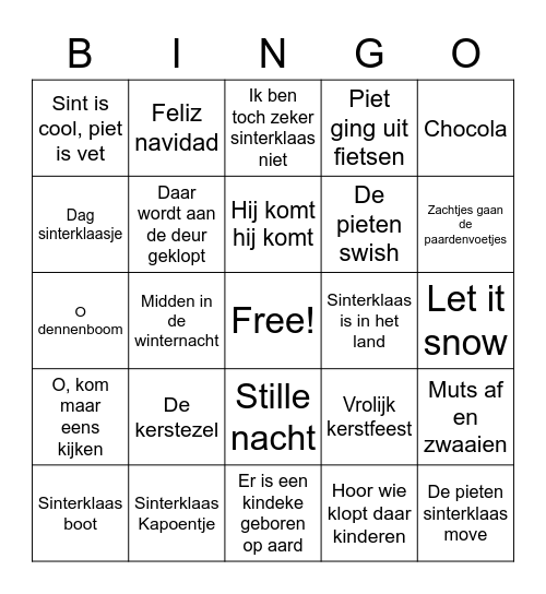 SinterKerstBingo Katimavik Bingo Card