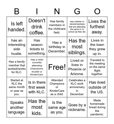 2023 Leadership Kickoff Meeting Bingo Card