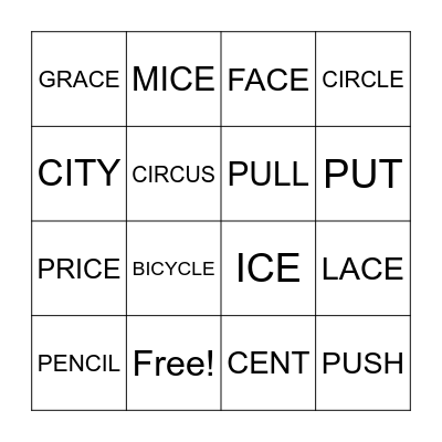 S&P 1 LIST 30 Bingo Card