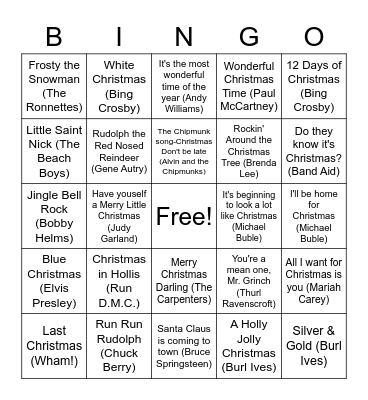 AA86 HAPPY HOLIDAYS! Bingo Card