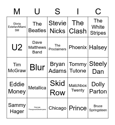 Numbers Bingo Card