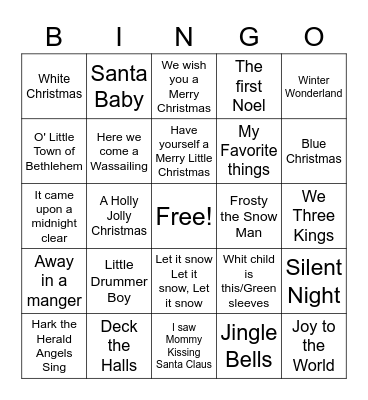 AA 92 Christmas INSTRUMENTAL  JAZZ! Bingo Card