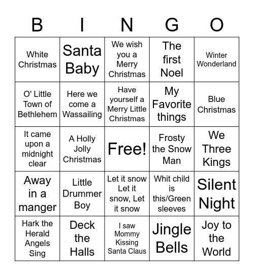 AA 92 Christmas INSTRUMENTAL  JAZZ! Bingo Card