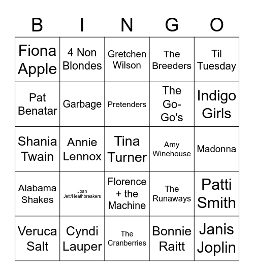 Girl Power Bingo Card
