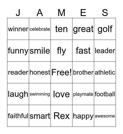 Ken/James Bingo Card