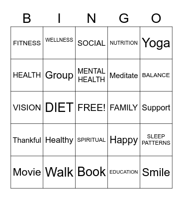 CHRONIC DISEASE, WELLNESS, AND THE COMMUNITY Bingo Card