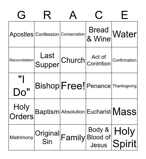 The Seven Sacraments Bingo Card