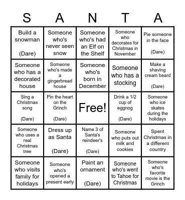Christmas Bingo Card