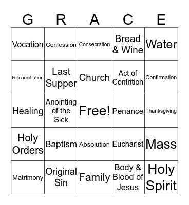 The Seven Sacraments Bingo Card