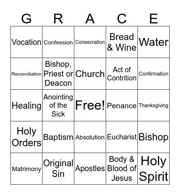 The Seven Sacraments Bingo Card