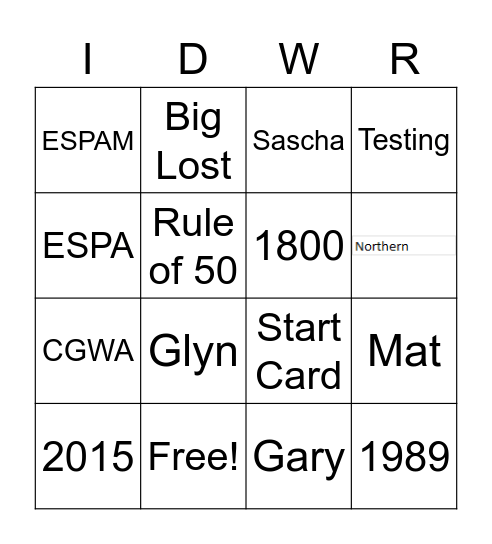 TESTING Bingo Card
