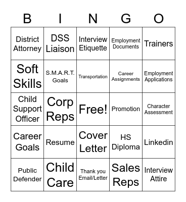 AWCA Career Bingo Card