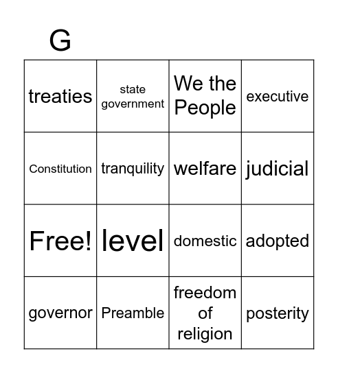 Unit 3 Vocab Bingo Card