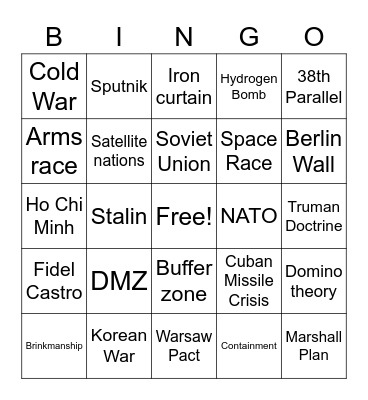 Cold War Bingo Card