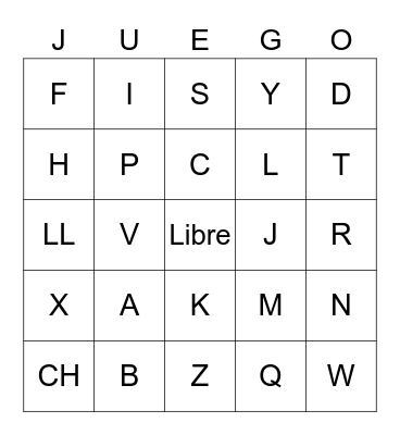 Spanish Bingo-Letras Bingo Card