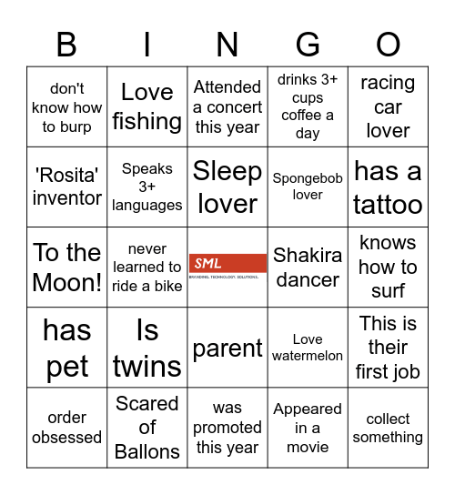 SML BINGO 1 Bingo Card