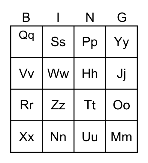 ABC's Bingo Card