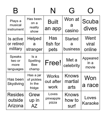 Find Someone Who Bingo Card