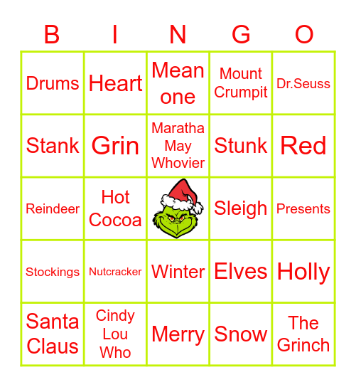 GRINCH BINGO! Bingo Card