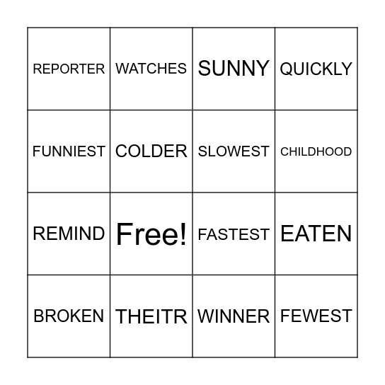 S&P 2 LIST 13 Bingo Card