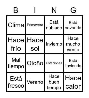 Capítulo 5-3: El tiempo Bingo Card