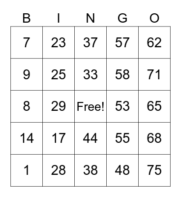 Christopher Sim Bingo Card