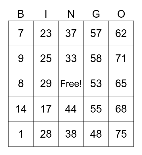 Christopher Sim Bingo Card