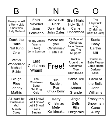 Name that Carol Bingo Card