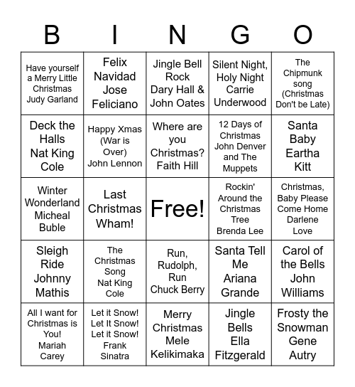 Name that Carol Bingo Card