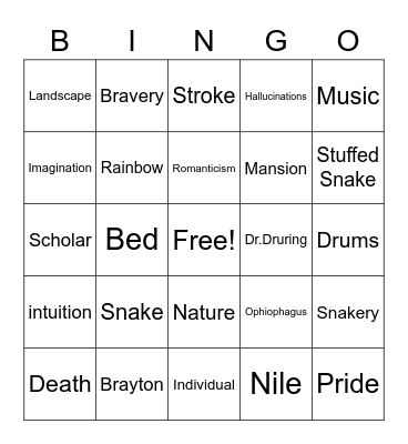 The Man And The Snake Bingo Card