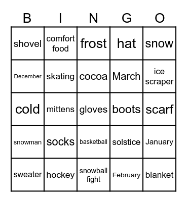 Winter BINGO Card