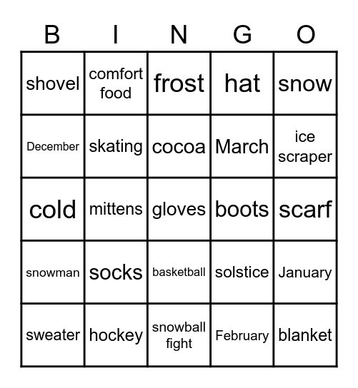 Winter BINGO Card