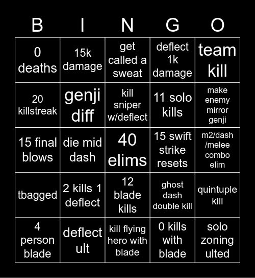 Genji Bingo Card
