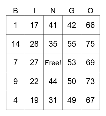 Loraine_Team Peanut Bingo Card