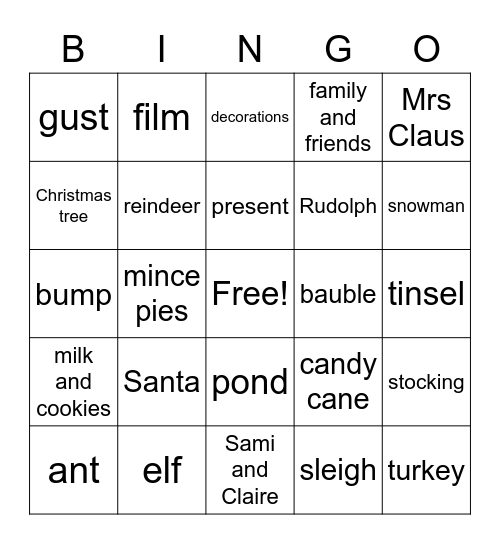The Best Christmas Bingo Card