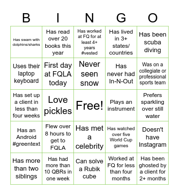 FIND SOMEONE WHO... Bingo Card