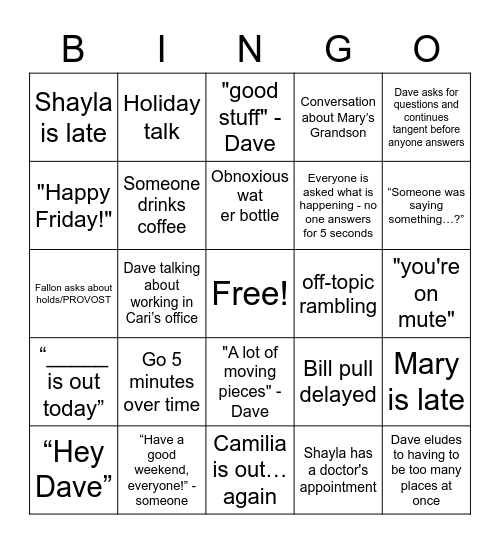 Untitled Bingo Card