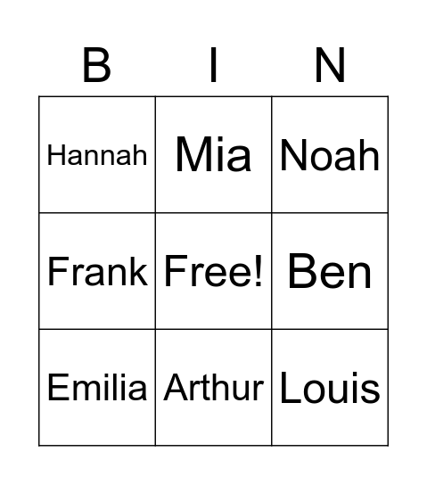 die Familie Bingo Card