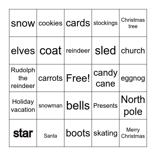 HAPPY HOLIDAYS BINGO Card