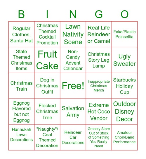 Christmas Bingo Card