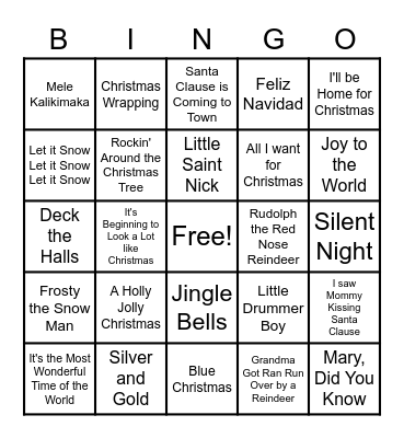 Christmas Music Bingo Card