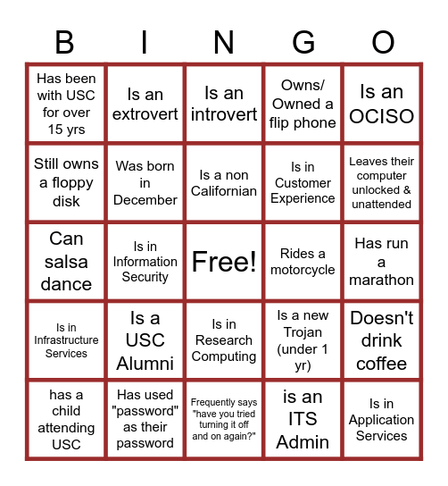 Find someone who... Bingo Card