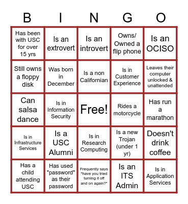 Find someone who... Bingo Card