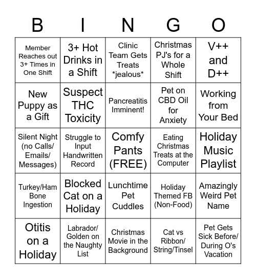 Virtual Care Festive Bingo! Bingo Card