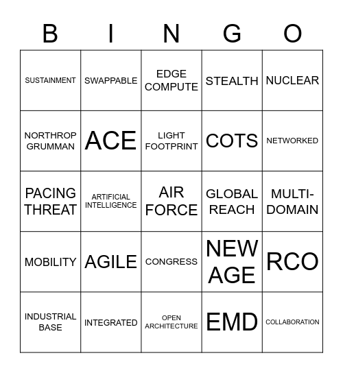 B-21 ROLL OUT Bingo Card