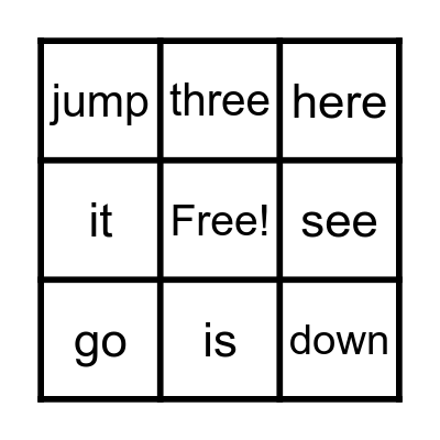 Sight Words List 1 Bingo Card