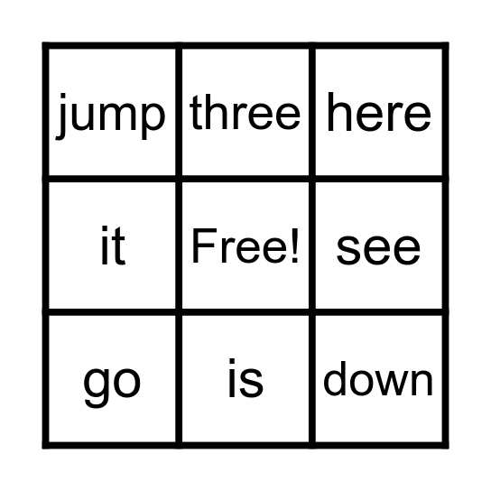 Sight Words List 1 Bingo Card
