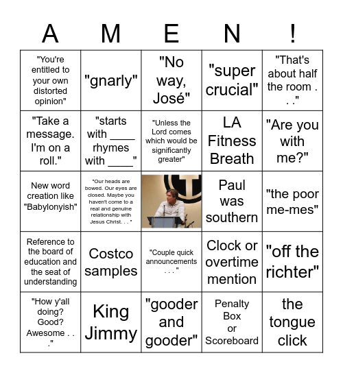 Pastor Mike Robertson Edition Bingo Card