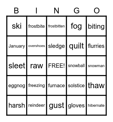 Sales Winter Bingo Card